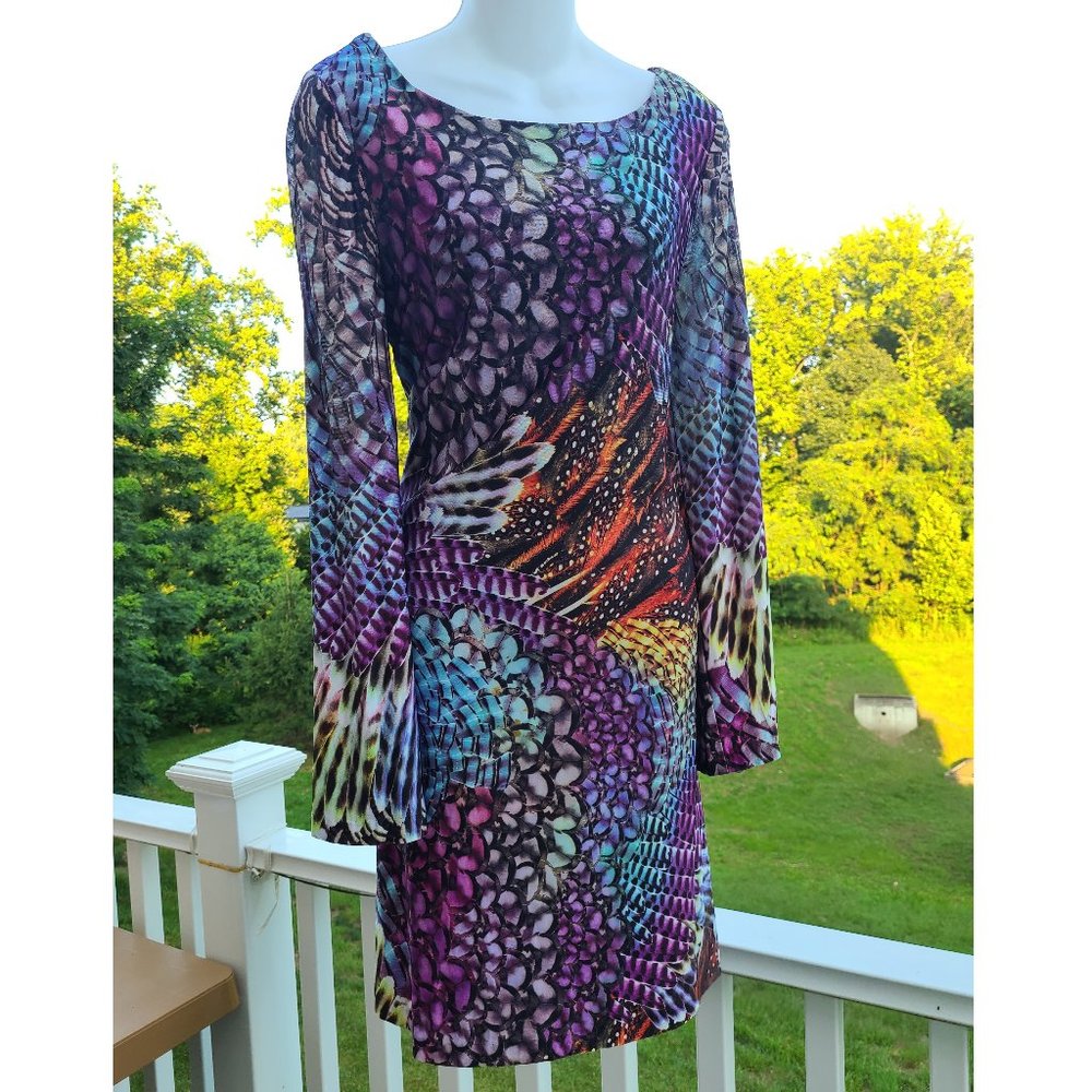 Alberto Makali Animal Print Dress multi color stretch jersey sz 8-10 new